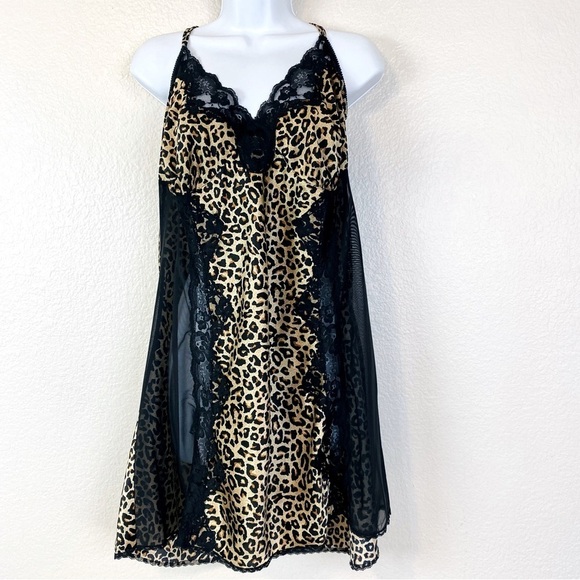 Cacique Other - Cacique Cheetah Print Lace And Satin Chemise Size 14/16